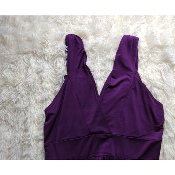 Casual Long Purple with Pleats and V-neck back Sleeveless Dress Size 2X - Picture 4 of 4